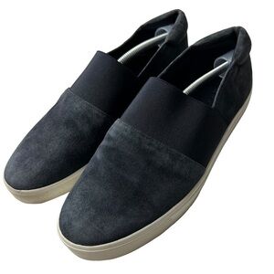 Vince. Corbin Shoes Women's 9M Gray Black Velvet Slip On Low Top Casual Sneakers